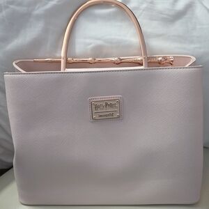 NWOT Loungefly Harry Potter Deathly Hallows Wand Tote Crossbody Leather Pink